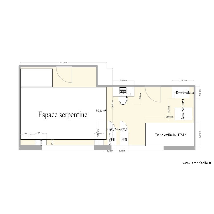 Salle edixia. Plan de 1 pièce et 31 m2