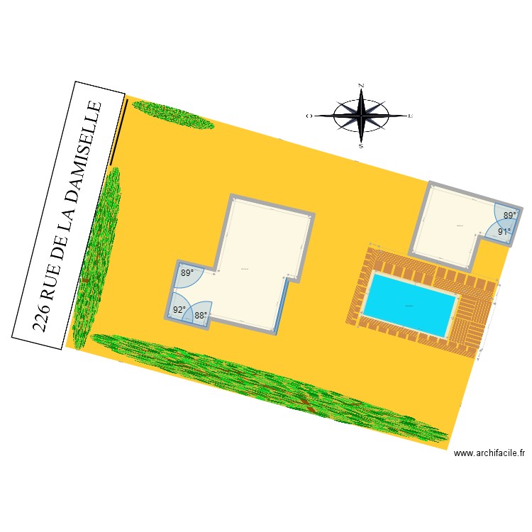 Piscine cadastre. Plan de 2 pièces et 152 m2