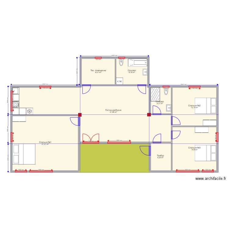 135 v3. Plan de 9 pièces et 137 m2