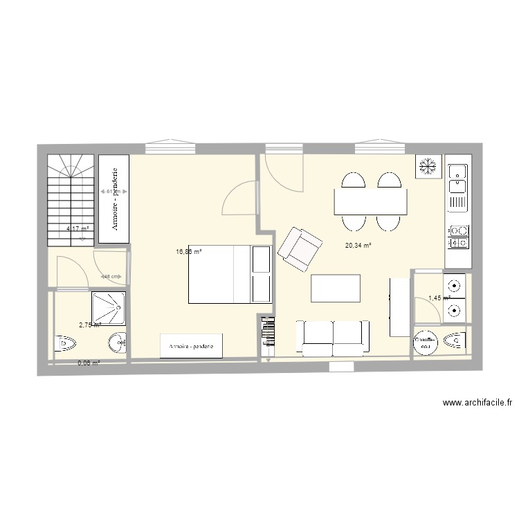 vielle maison plan premier jet. Plan de 11 pièces et 47 m2