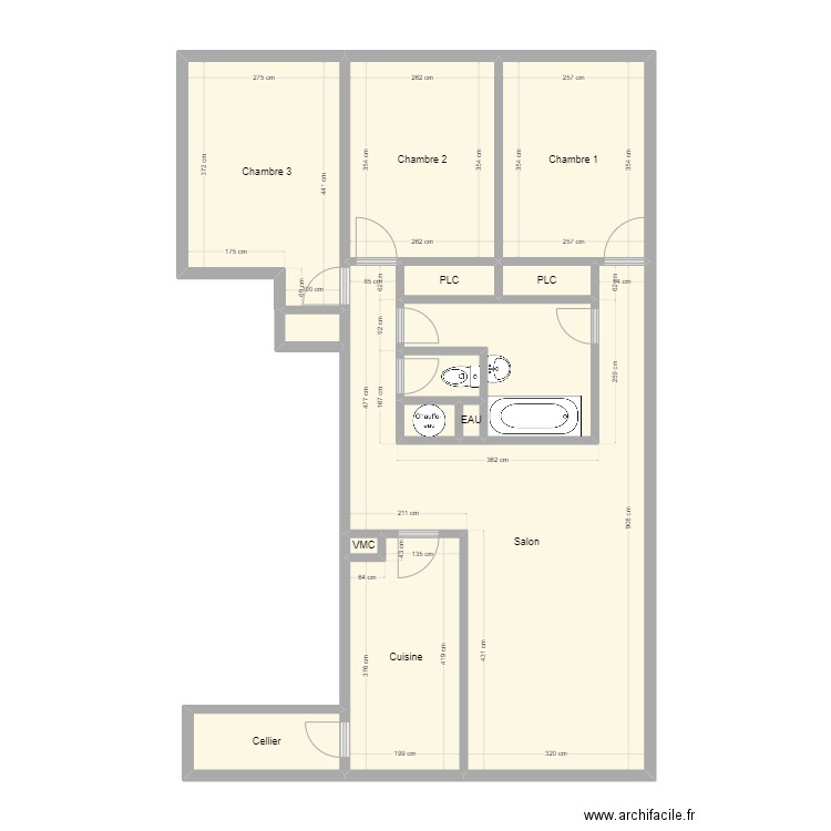 Maison. Plan de 14 pièces et 78 m2