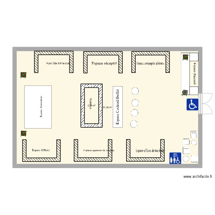 Festival Brésil. Plan de 2 pièces et 98 m2