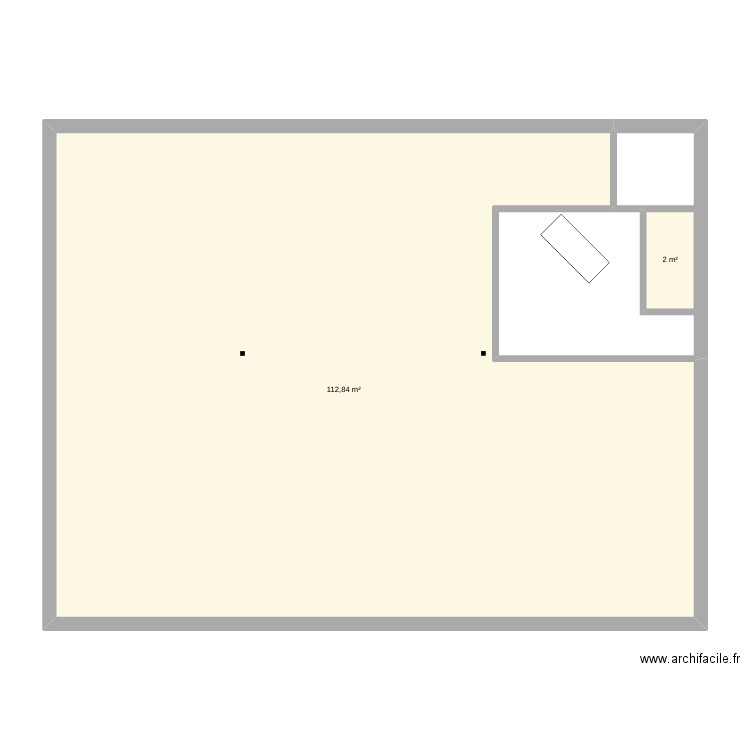 Magasin. Plan de 2 pièces et 115 m2