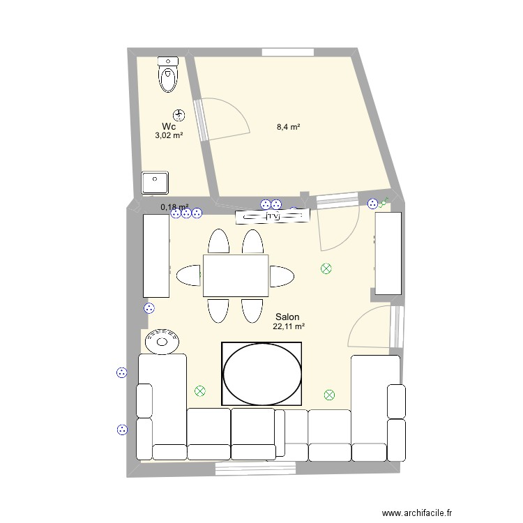 Plan Mami Itto bas. Plan de 4 pièces et 34 m2