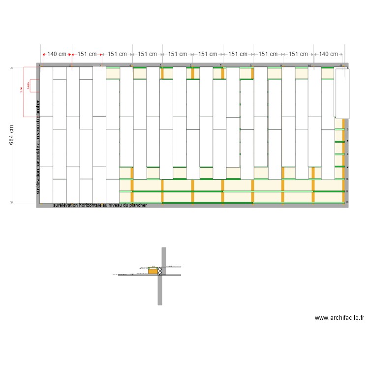monitec plancher avec osbplacement effacé. Plan de 0 pièce et 0 m2