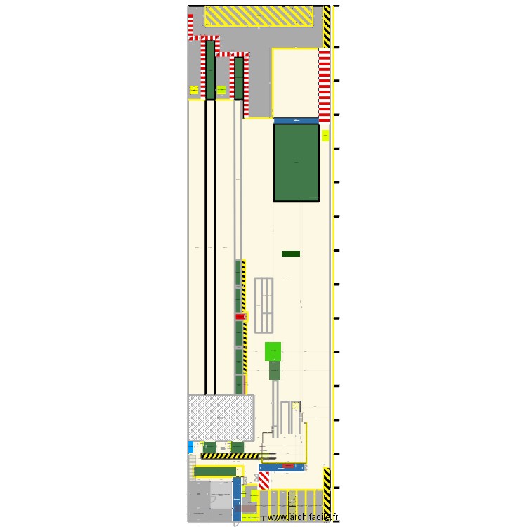 Plan marquage usine. Plan de 46 pièces et 2358 m2