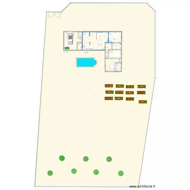 terrain du cadastre encadre en L . Plan de 