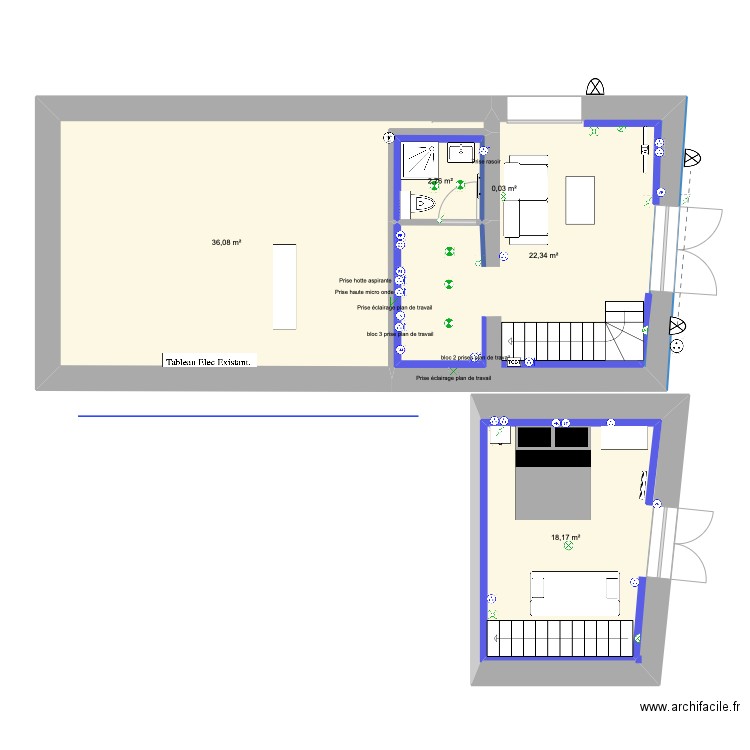 dépendance Nanteau. Plan de 5 pièces et 79 m2