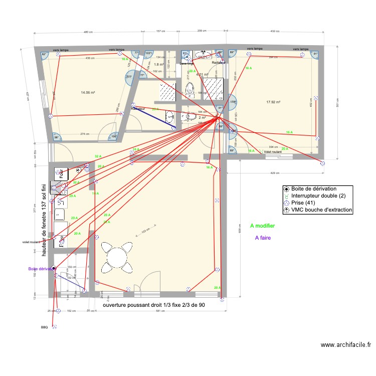 plan pour circuits PRISES. Plan de 0 pièce et 0 m2