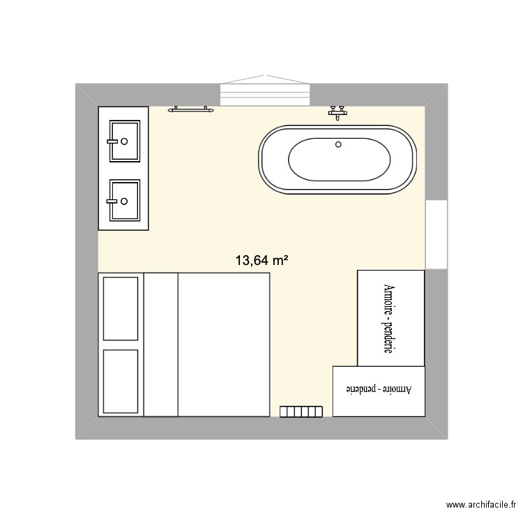 CHAMBRE 2. Plan de 1 pièce et 14 m2