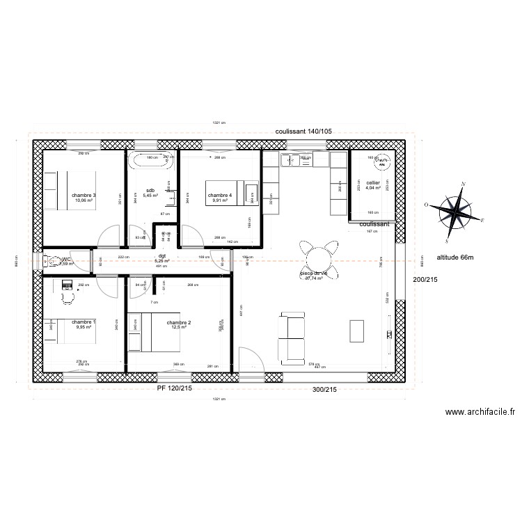 projet 2 Imbert. Plan de 9 pièces et 96 m2