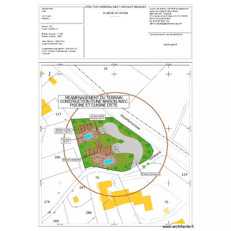 Plan masse projet BC 115. Plan de 