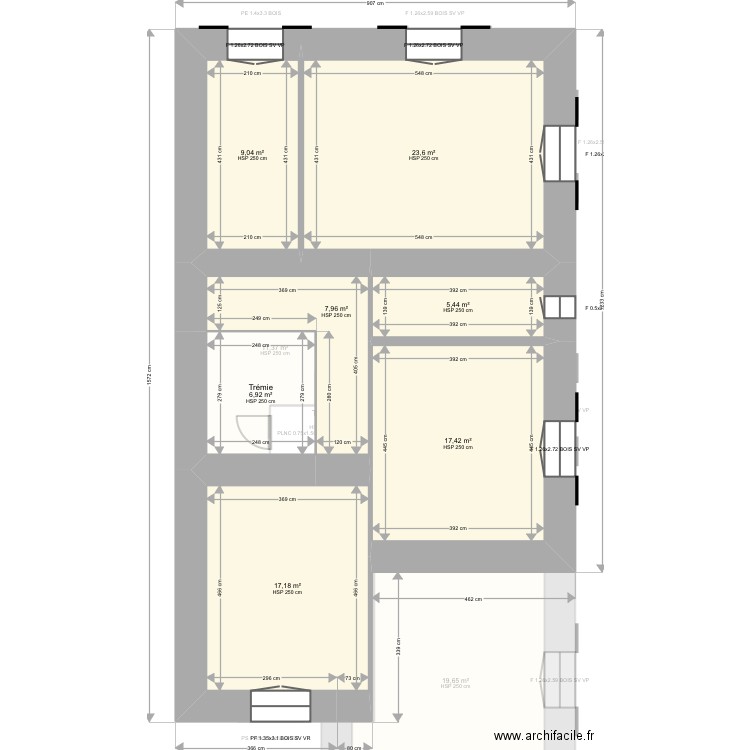 ML24001232. Plan de 20 pièces et 283 m2