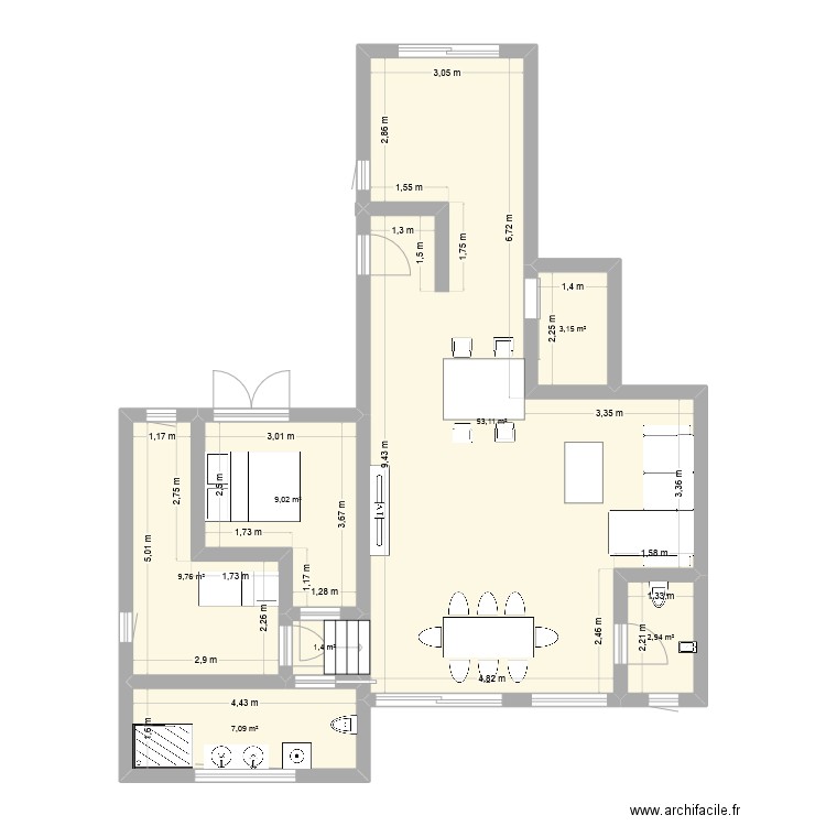 4eme logement. Plan de 7 pièces et 86 m2