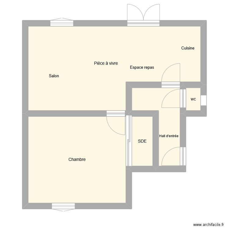 gr4290. Plan de 5 pièces et 46 m2