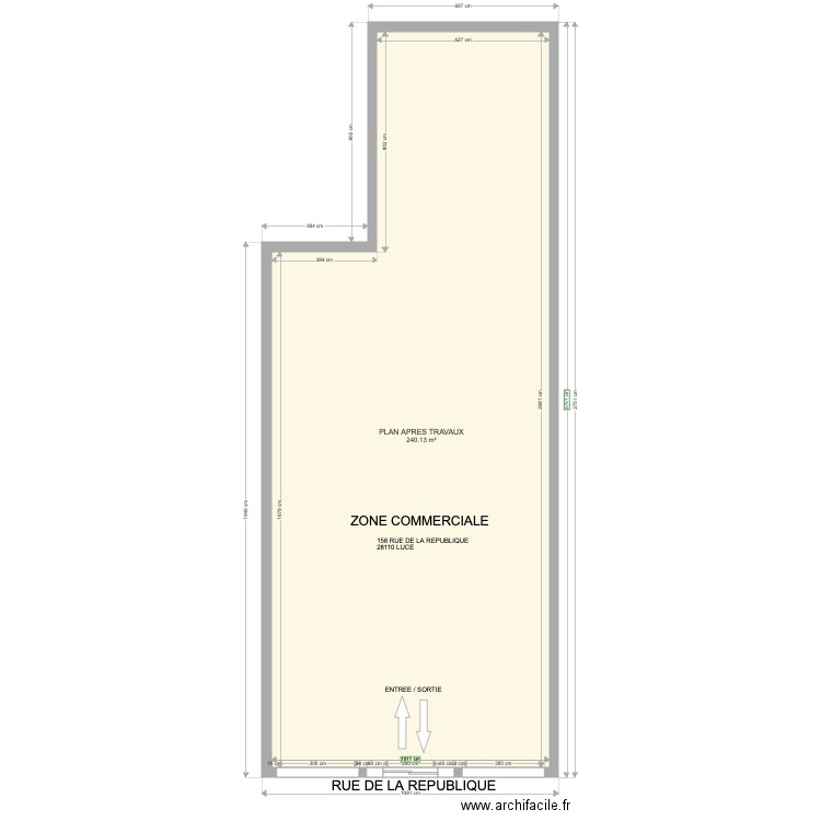 gfc. Plan de 1 pièce et 240 m2