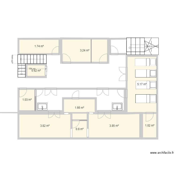 bloc clinique nour el dounia 2. Plan de 10 pièces et 23 m2