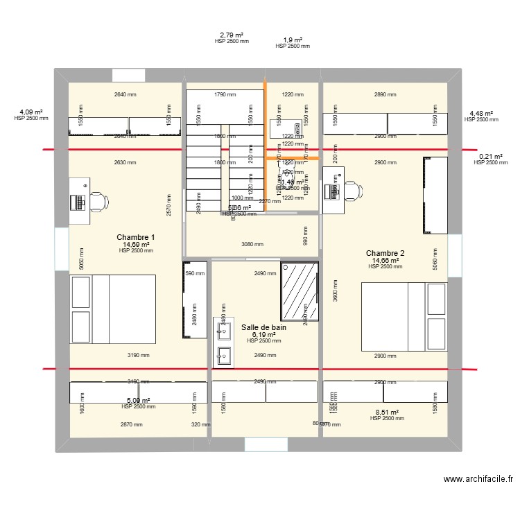 comble sans cotes. Plan de 0 pièce et 0 m2