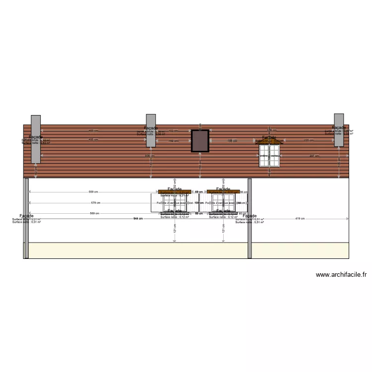 Facade nord cible. Plan de 
