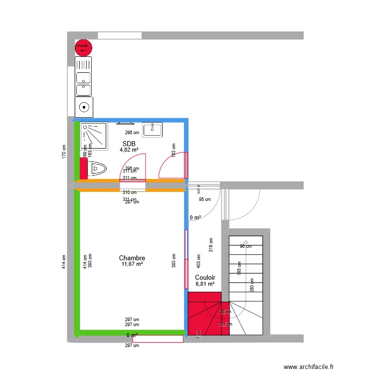 Castelli - Projet. Plan de 6 pièces et 23 m2