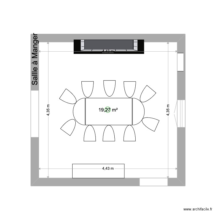 salle à manger. Plan de 1 pièce et 19 m2