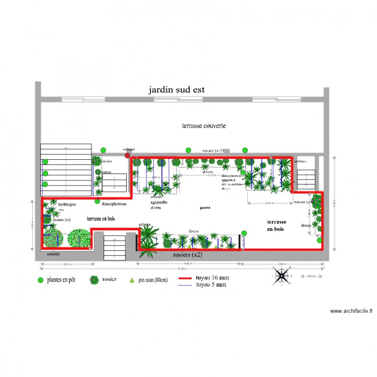 plan jardin sud est. Plan de 0 pièce et 0 m2