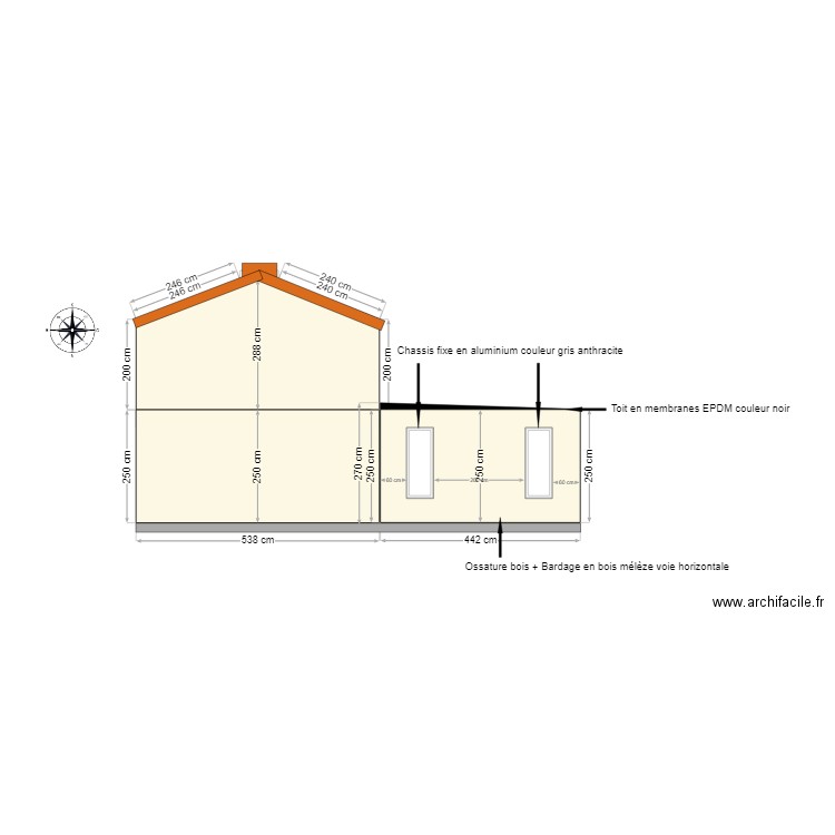 PCMI5c Façade SUD. Plan de 0 pièce et 0 m2
