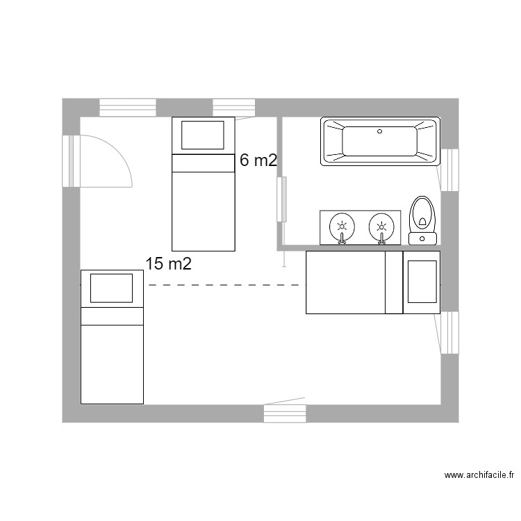 Montoison Plan Extension 1er étage Hyp 0. Plan de 2 pièces et 20 m2