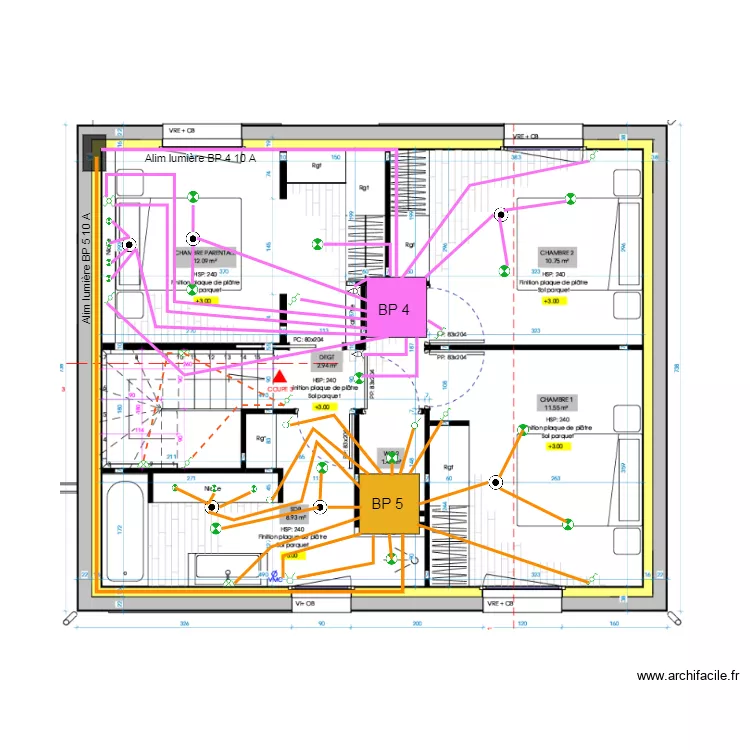 PLAN UNIFILAIRE LUMIERE ETAGE MEL. Plan de 