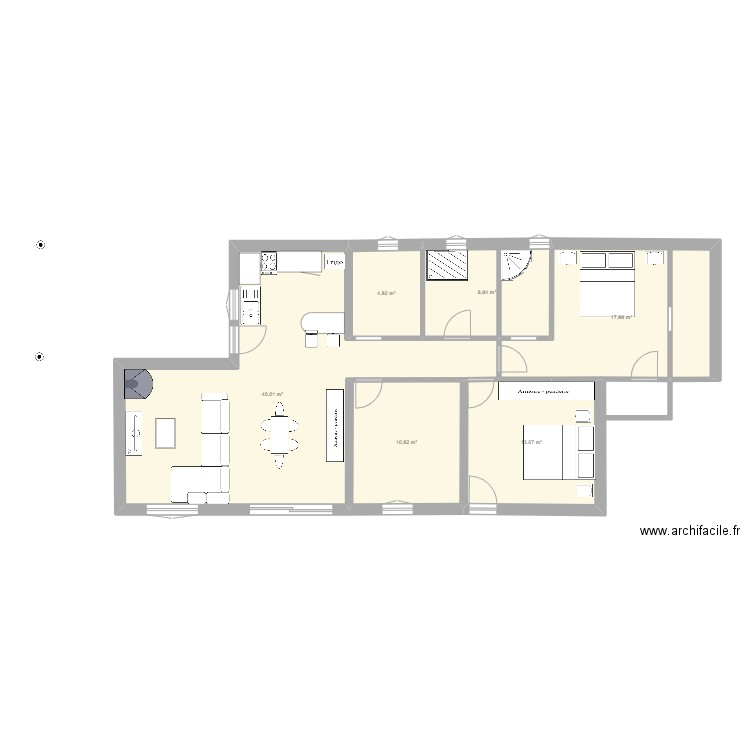 Casa100m2. Plan de 6 pièces et 96 m2