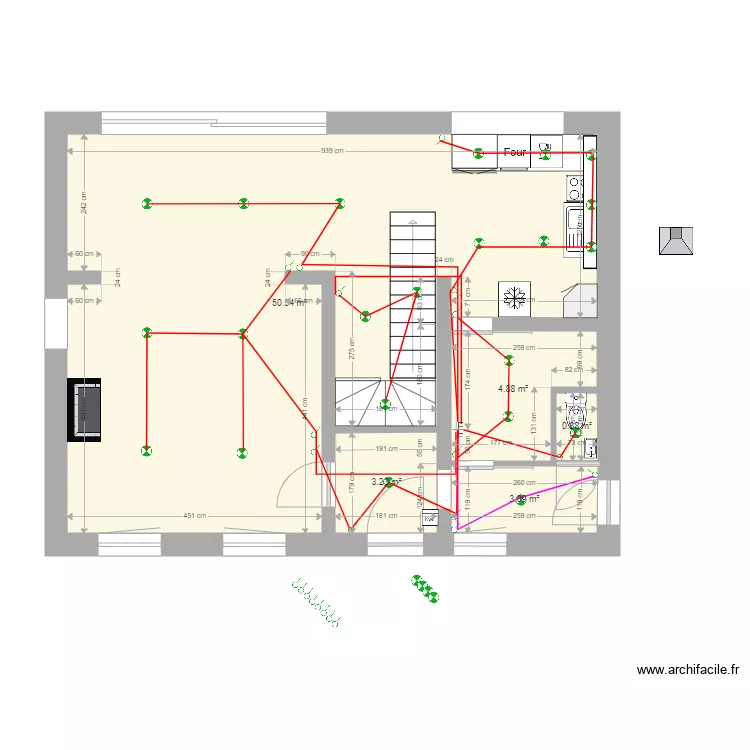 plan maison  RDC 2 luminaires . Plan de 