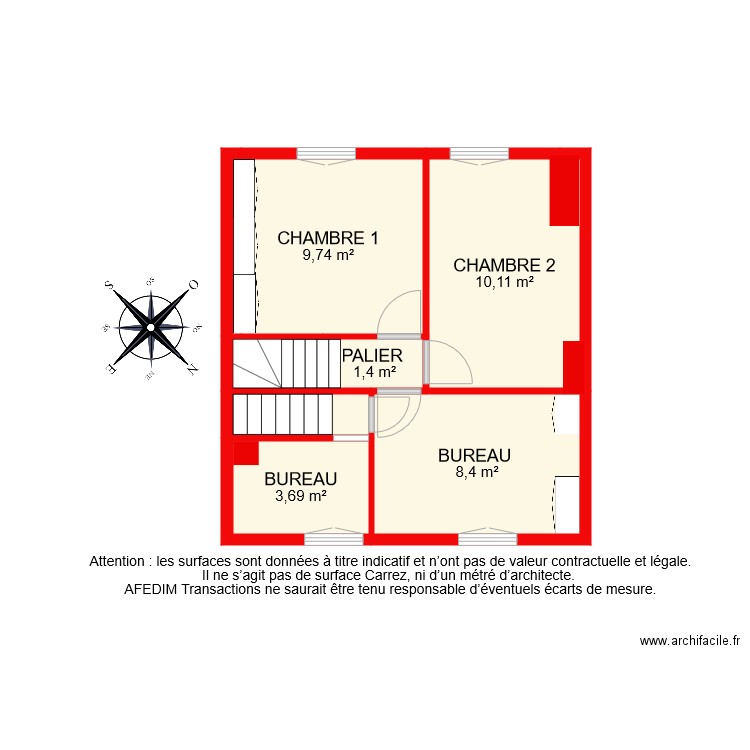 BI 8347 ETAGE 2. Plan de 7 pièces et 36 m2