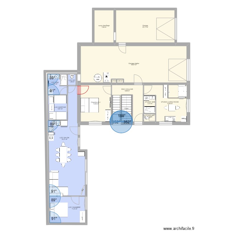 BRAMANS CECILE RDC PROJET 2. Plan de 46 pièces et 365 m2