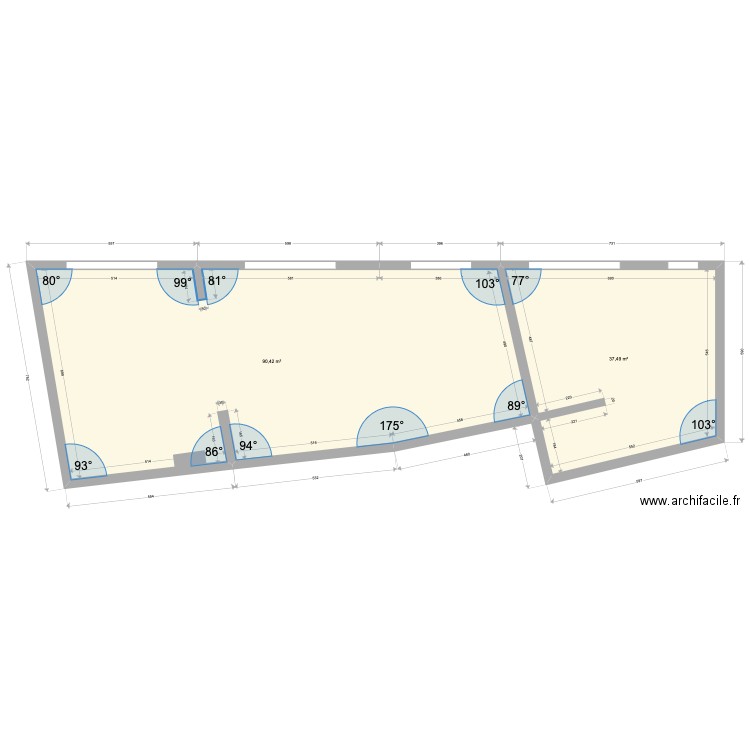 locale pro 2. Plan de 2 pièces et 128 m2