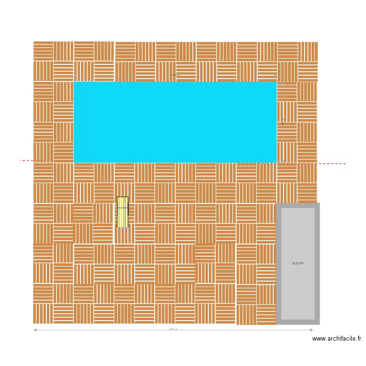 piscine V1. Plan de 1 pièce et 9 m2