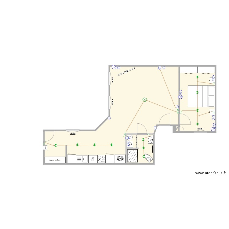 34 St Honoré  4eme D électricité. Plan de 6 pièces et 55 m2