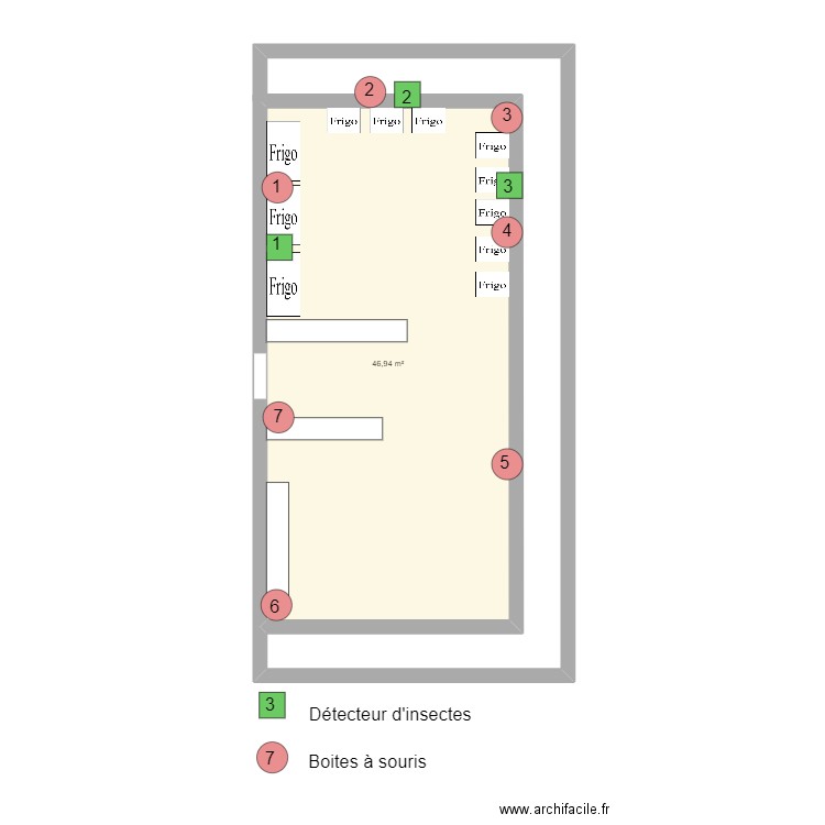 USQUARE FRIGOS. Plan de 1 pièce et 47 m2