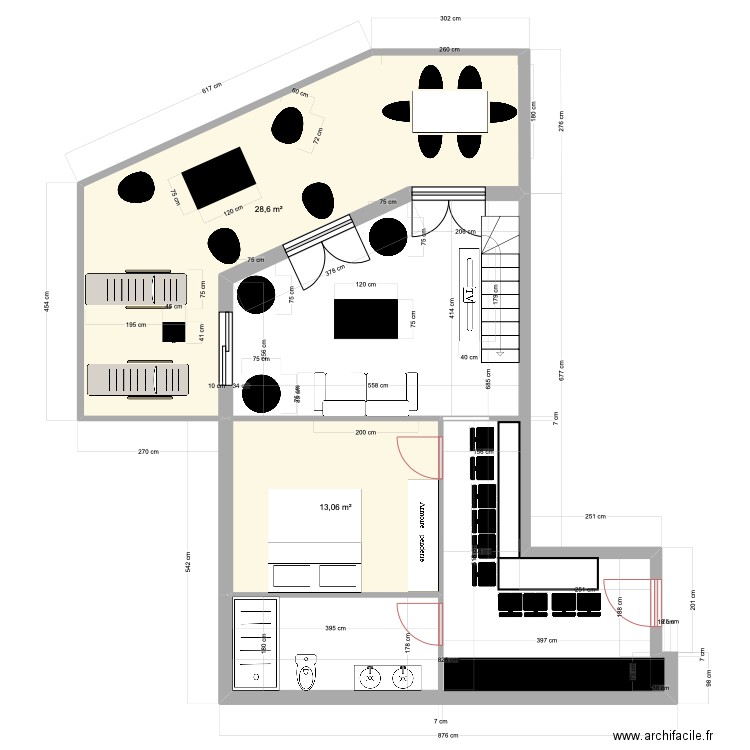  101 ALAMANDA RDC. Plan de 2 pièces et 42 m2