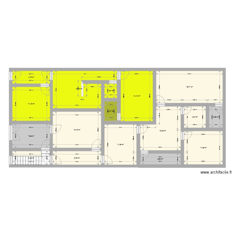 ground12. Plan de 17 pièces et 147 m2