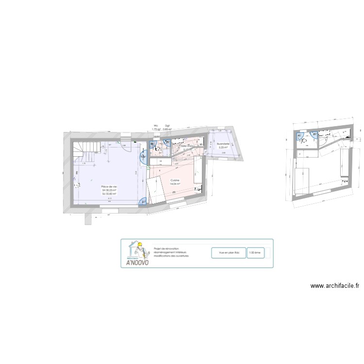 Plan RdC cuisine. Plan de 0 pièce et 0 m2