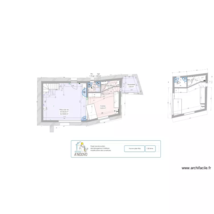 Plan RdC cuisine. Plan de 