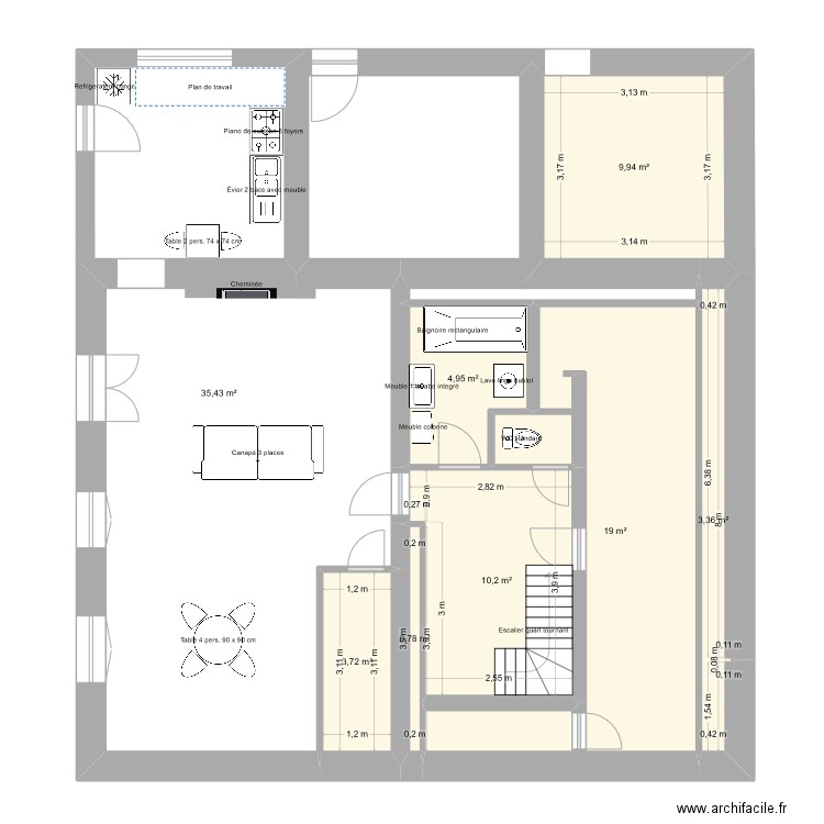Rochechouart rdc - existant Sophie 1. Plan de 0 pièce et 0 m2