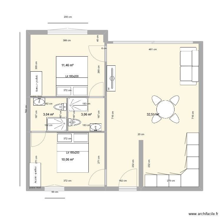 21 Foch mai. Plan de 1 pièce et 4 m2