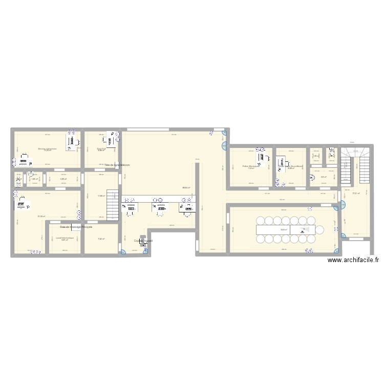 RDC003. Plan de 17 pièces et 248 m2