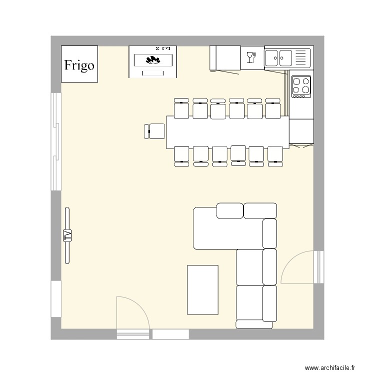 bergeret. Plan de 1 pièce et 43 m2