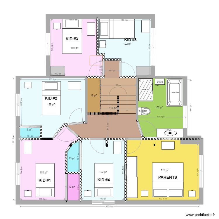 etag2 chablis12 all bedroom. Plan de 0 pièce et 0 m2