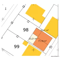 plan de masse CHAMBE sur cadastre apr&egrave;s couverture terrasse