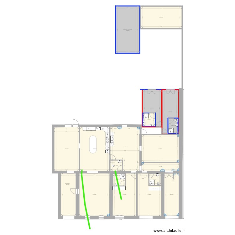 Buanderie cuisine plomberie. Plan de 19 pièces et 392 m2