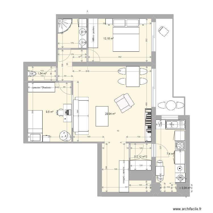 ALLEREY. Plan de 8 pièces et 64 m2