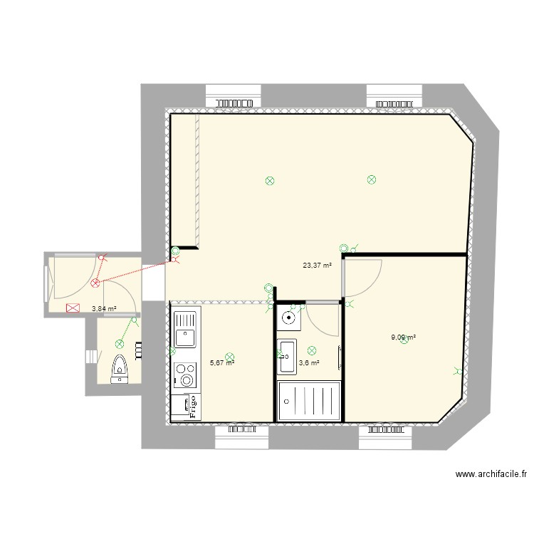 brizeux elec. Plan de 5 pièces et 68 m2